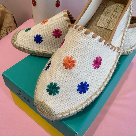 Jack Rogers Girls Colorful Floral Espadrilles NEW Size 4 - Picture 2 of 6